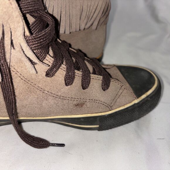 Converse Air Walk Shoes High Top Fringe Brown Skater Distressed Festival - Picture 8 of 14